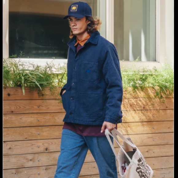 Ford navy workers jacket with corduroy collar quilted lining & pockets  size L - Picture 8 of 8